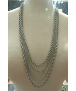 Monet Necklace Multi Chain Designer Silver Plated Links Knob Catch 5 Str... - £25.94 GBP