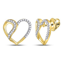 10kt Yellow Gold Womens Round Diamond Heart Stud Earrings 1/6 Cttw - £204.06 GBP