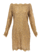 Calvin Klein Collection Gold Lace Long Sleeve short Dress Sz 6 Vintage F... - $1,390.36 CAD