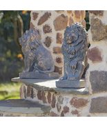 Zaer Ltd. Magnesium Pair of Lion Statues (Outdoor Safe) (21&quot; Tall w/Shie... - £254.19 GBP+