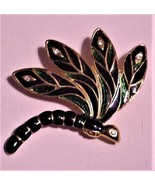 Four Wings Unsigned Dragonfly Brooch Pin Green Enamel Rhinestone Rare - £395.68 GBP