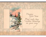 Happy New Year Winter Cabin Scene UNP Unused DB Postcard U27 - $3.91