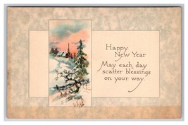 Happy New Year Winter Cabin Scene UNP Unused DB Postcard U27 - £3.06 GBP