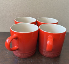 Le Creuset 12 oz Coffee Mugs Cerise Red Set of 4  New - £62.94 GBP
