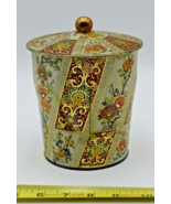 Floral Round Tin Container with Lid Made in England - $27.08 CAD