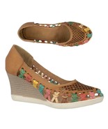 Women Mexican Huarache Wedge Sandal Summer Real Leather Slip On #102 - £31.93 GBP