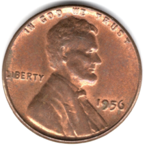 1956 Lincoln Wheat Cent - Great wheat stalks - Actual Coin Shown - $0.94
