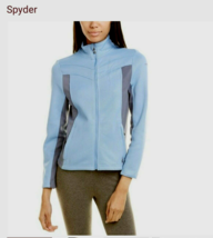 Spyder Sz M Womens Speedo Jacket Powder Blue Zip Waffle Knit Fleece $129... - £14.83 GBP