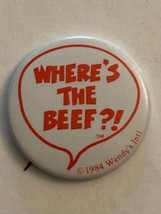 Vtg 80s Wendys Wheres The Beef Pinback Button Spell Out Slogan Advertisi... - £3.93 GBP