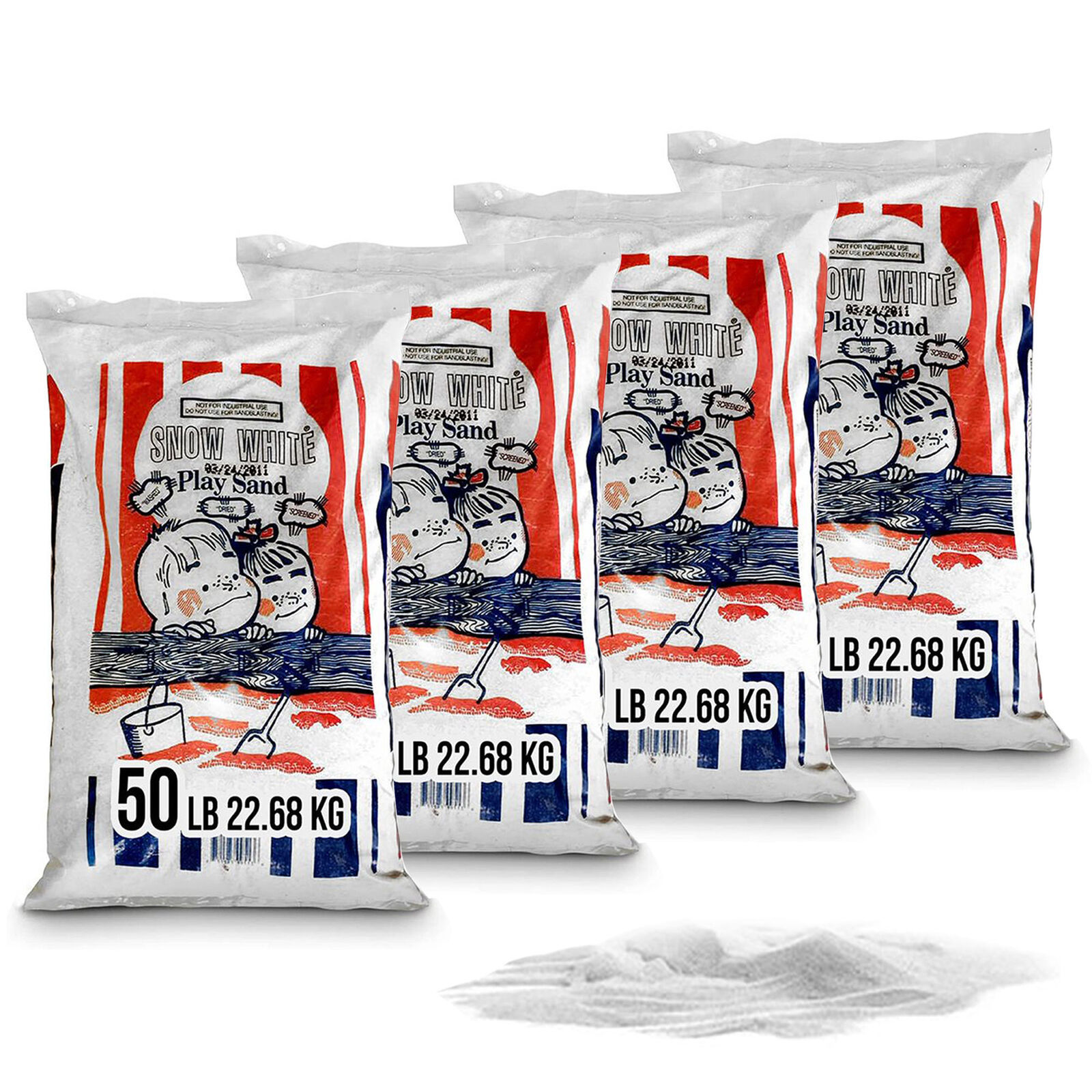 Us Silica 50 Pound Bag Snow White Play Sand For Sand Tables, White (4 Pack)