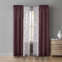 Complete Window Curtain Panel 4 PC  Burgundy - £15.71 GBP