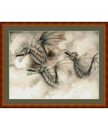CLOUD OF DRAGONS - pdf/ printed cross stitch. Original Artist Unknown - $12.00