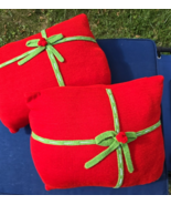 VTG Knit Christmas Present Gift Pillow Red Green Bow Holiday Christmas D... - $28.20