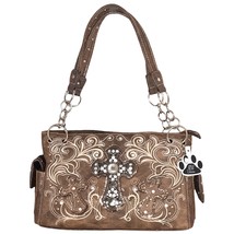 Western Purse for Women Rhinestone Cross Handbag Carry Conceal Tooled Sp... - $39.99