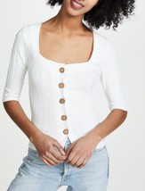 FREE PEOPLE Womens Top Central Park 3/4 Sleeve Cosy Fit Soft White Size XS - £38.93 GBP