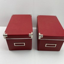 IKEA Kassett CD Boxes Red Storage Box Set 2 Closet Bookcase Organize - £28.14 GBP