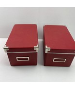 IKEA Kassett CD Boxes Red Storage Box Set 2 Closet Bookcase Organize - £27.45 GBP