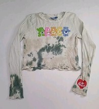 Mad Engine Care Bears Size M Tie Dye Long Sleeve Thermal Crop Top - $11.76