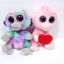 Monkey Gorilla Plush Stuffed Animal TY Julep Zuri Lot of 2 Valentines 6&quot; - £15.81 GBP