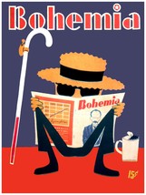 Wall Quality Decor Poster.Room art.Blind guy read Bohemia magazine.6825 - £12.68 GBP+