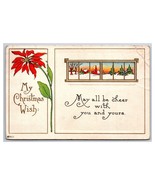 Christmas Wish Poinsettia Arts and Crafts Landscape Embossed DB Postcard... - €3,34 EUR