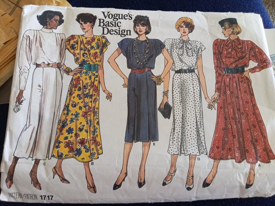 Vtg 80's VOGUE Pattern 1717 Dress Misses Size 14-18 CUT&Complete - $7.27