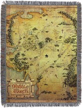 Northwest Warner Bros The Hobbit, Middle Earth Woven Tapestry Throw, 48&quot; X 60 - £32.76 GBP