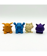 1999 Pokemon 3D Eraser Lot Of 4 Figurine Nintendo Pikachu Meowth Gengar ... - $15.95