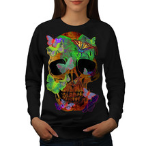 Wellcoda Butterflies Skull Womens Sweatshirt, Peace Casual Pullover Jumper - £23.10 GBP+