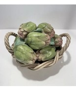 Artichoke Italian Porcelain Vegetable Woven Basket Nordstrom Ceramic Mad... - £46.15 GBP