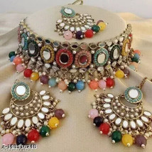 Joharibazar Indian GoldPlated Kundan Choker Bridal Necklace Earrings Jewelry Set - £13.64 GBP