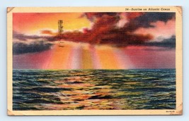 Atlantic Ocean Sunrise Atlantic City NJ Linen Postcard Posted 1941 - $5.95