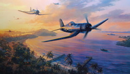 Art Wall Decor ww2 war Retro Vintage Fighter painting printed canvas Giclee - £7.57 GBP+