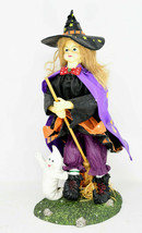 Witch Figurine With Broom 13 In Tall Clothtique REPAIRED - £11.92 GBP