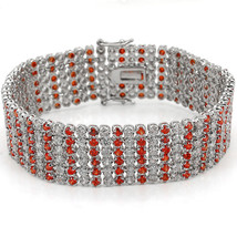 LO1282 - Rhodium Brass Bracelet with AAA Grade CZ  in Orange - $2,281.74 MXN