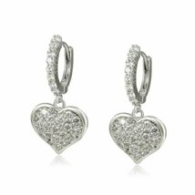 2Ct Round Cut Lab-Created Diamond Heart Drop Dangle Earring 14k WhiteGol... - £133.16 GBP