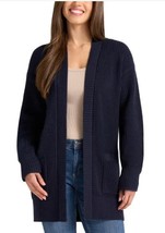 Max &amp; Mia Womens Cardigan Sweater Navy Blue Pockets Open Front Cotton - $808.74 MXN