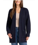 Max &amp; Mia Womens Cardigan Sweater Navy Blue Pockets Open Front Cotton - $808.12 MXN