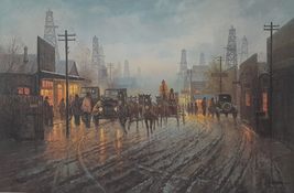 Oil Patch, Limited Edition Print by G Harvey, Boomtown, Oil Derricks, Cowboys, A - £1,103.46 GBP