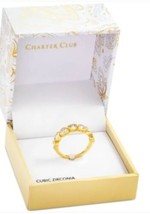 Charter Club Gold Plated  Heart Shaped Crystal Stacked  Ring Size 8 - £14.89 GBP