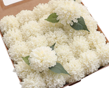 Artificial Dahlia Flowers 25Pcs Real Looking Ivory Foam Fake Roses with ... - $35.96