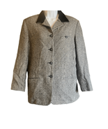 Hunt Club Womens 12 Vintage Black White Plaid Wool Blend Suede Collar Bl... - £14.76 GBP