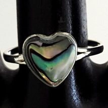 Blue Pacific Abalone Petit Inlay Ring Heart size 9.25 - £14.01 GBP