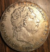 1820 UK GB GREAT BRITAIN SILVER CROWN COIN - $173.56