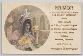 RPPC France Raimon Millenary Annual Sale Advert Woman Large Bonnet Postcard I29 - £23.55 GBP