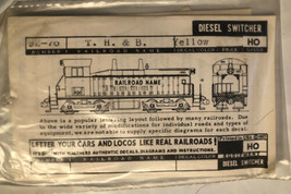 Vintage 92-76 T H &amp; B Yellow 1957 Model Train Decals - $9.89
