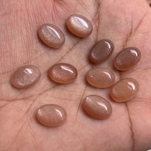 15x20 mm Oval Natural Peach Moonstone Cabochon Loose Gemstone Wholesale 10 pcs - £23.25 GBP