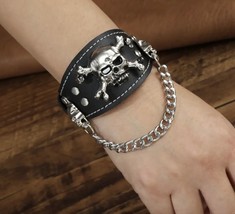 Men Skeleton Fashion Leather Bracelet - $9.50