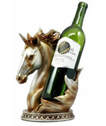 Mystical Glade Silver Unicorn Bust Wine Holder Resin Figurine Bottle Cad... - €31,86 EUR