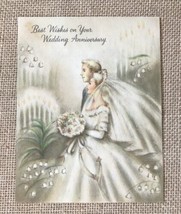 Ephemera Vintage Hallmark Bride Groom Anniversary Paper Greeting Card - £3.16 GBP